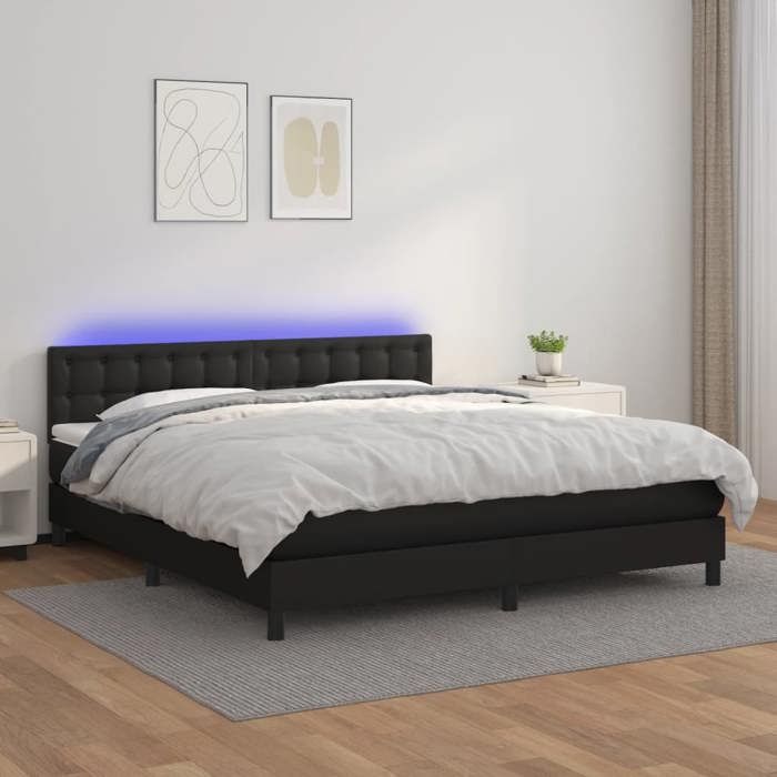 Maison Exclusive - Sommier à lattes de lit avec matelas et LED Noir 180x200cm