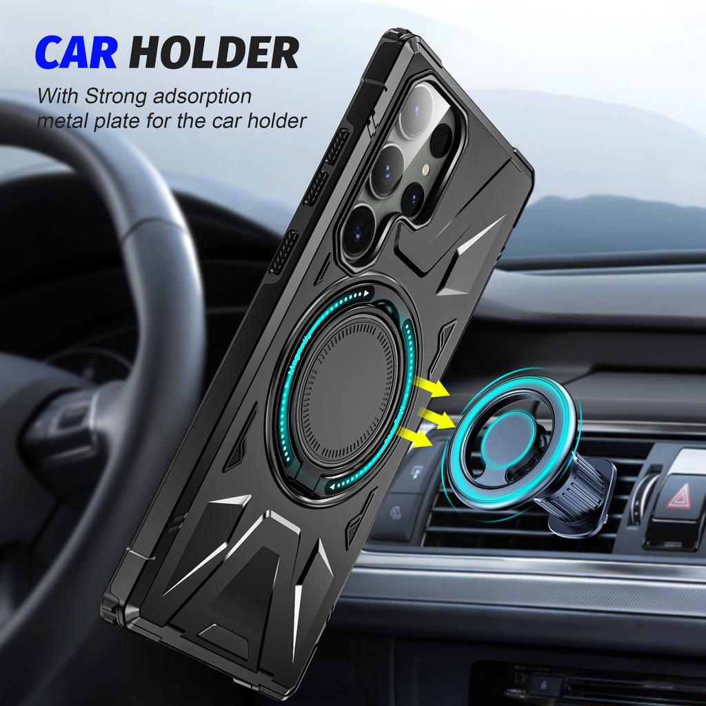 Armor 360 ° Rotating Bracket Magnetic Phone Case For Samsung Galaxy S24 S23 Ultra Plus S23FE Shockproof Protective Cover