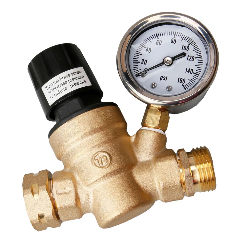 Регулятор давления воды 34 дюйма NH резьба латунный редукционный клапан с манометром для автофургона