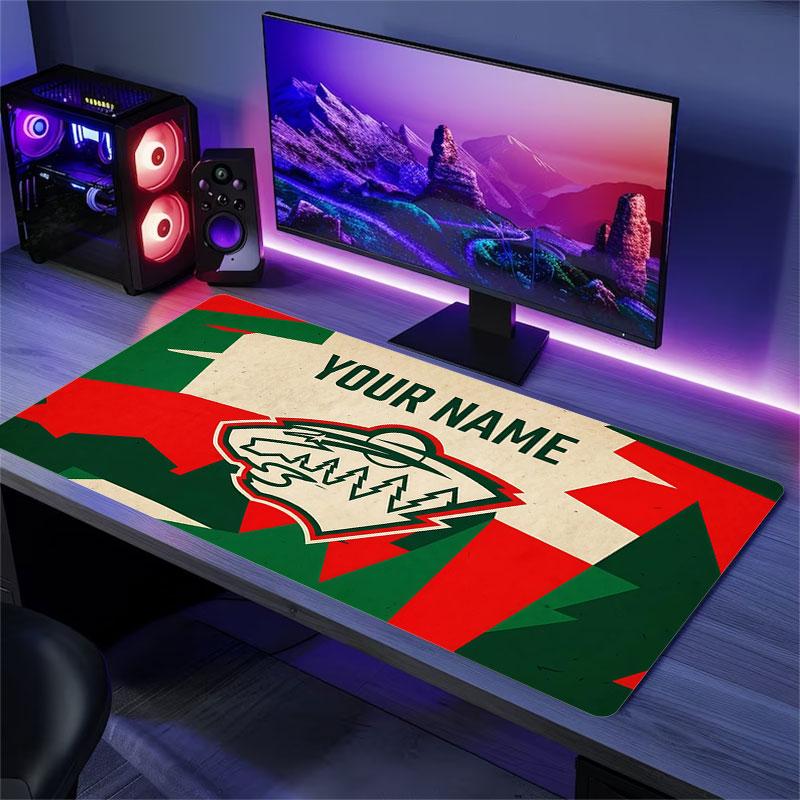 Custom Name,Minnesota Wild Mouse Pad, Large Gaming Desk Mat, Non-slip XXL Mousepad for Laptop & Tablet, Mini PC Playmat with Stitched Edges