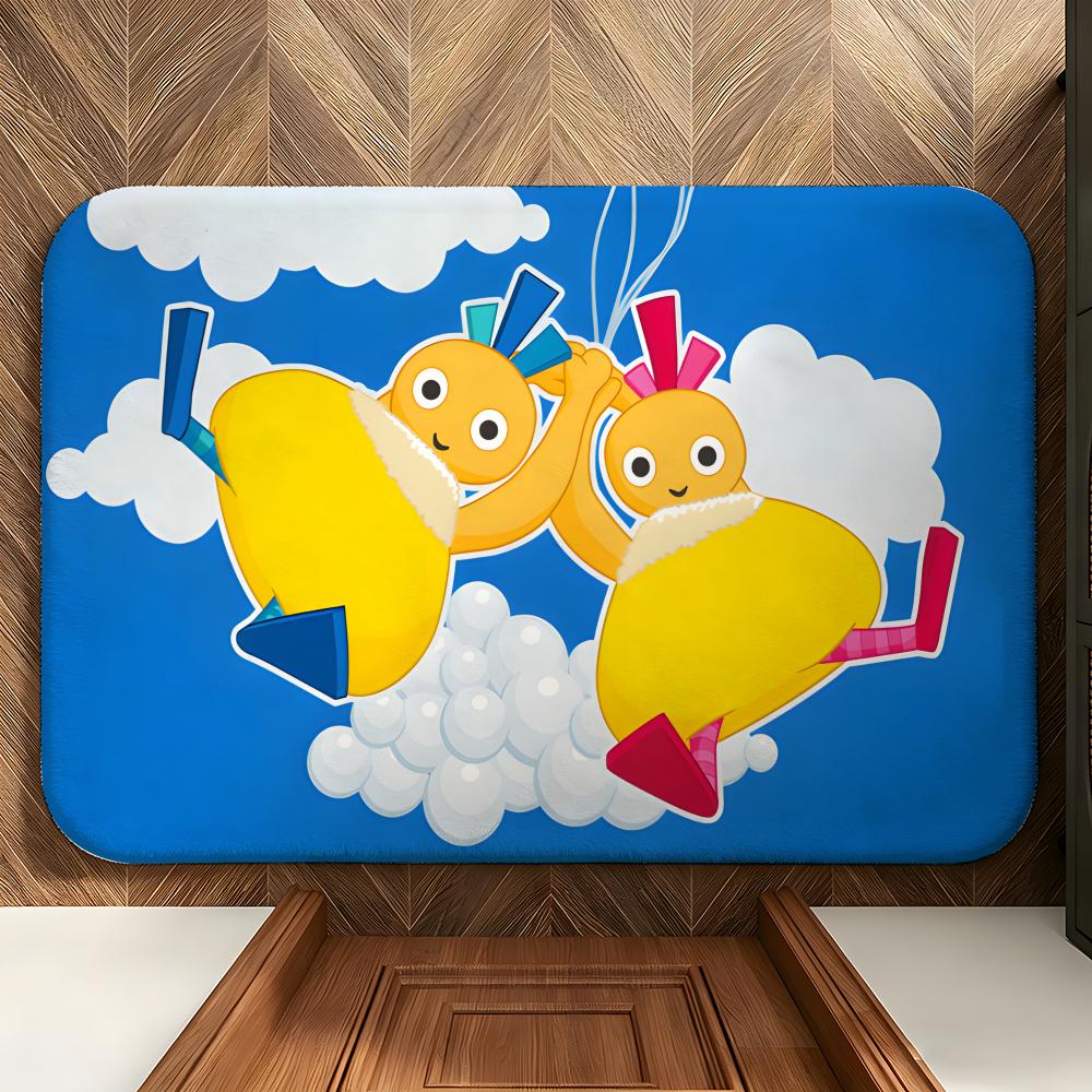 Cartoon T-Twirlywoos Floor Mat Soft Flannel Entrance Door Mat Non Slip Absorbent Bathroom Bedroom Floor Rug