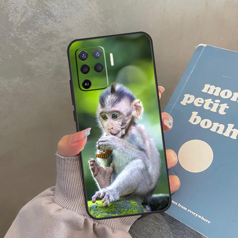 Cute Baby Monkey Animal Case For Oppo A74 A94 A54 A18 A38 A58 A78 A98 A40 A60 A80 A16 A76 A96 A15 A17 A77 A57S Cover