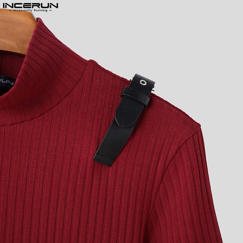 INCERUN Мужские водолазки с коротким рукавом в стиле пэчворк повседневные приталенные нестандартные футболки топы