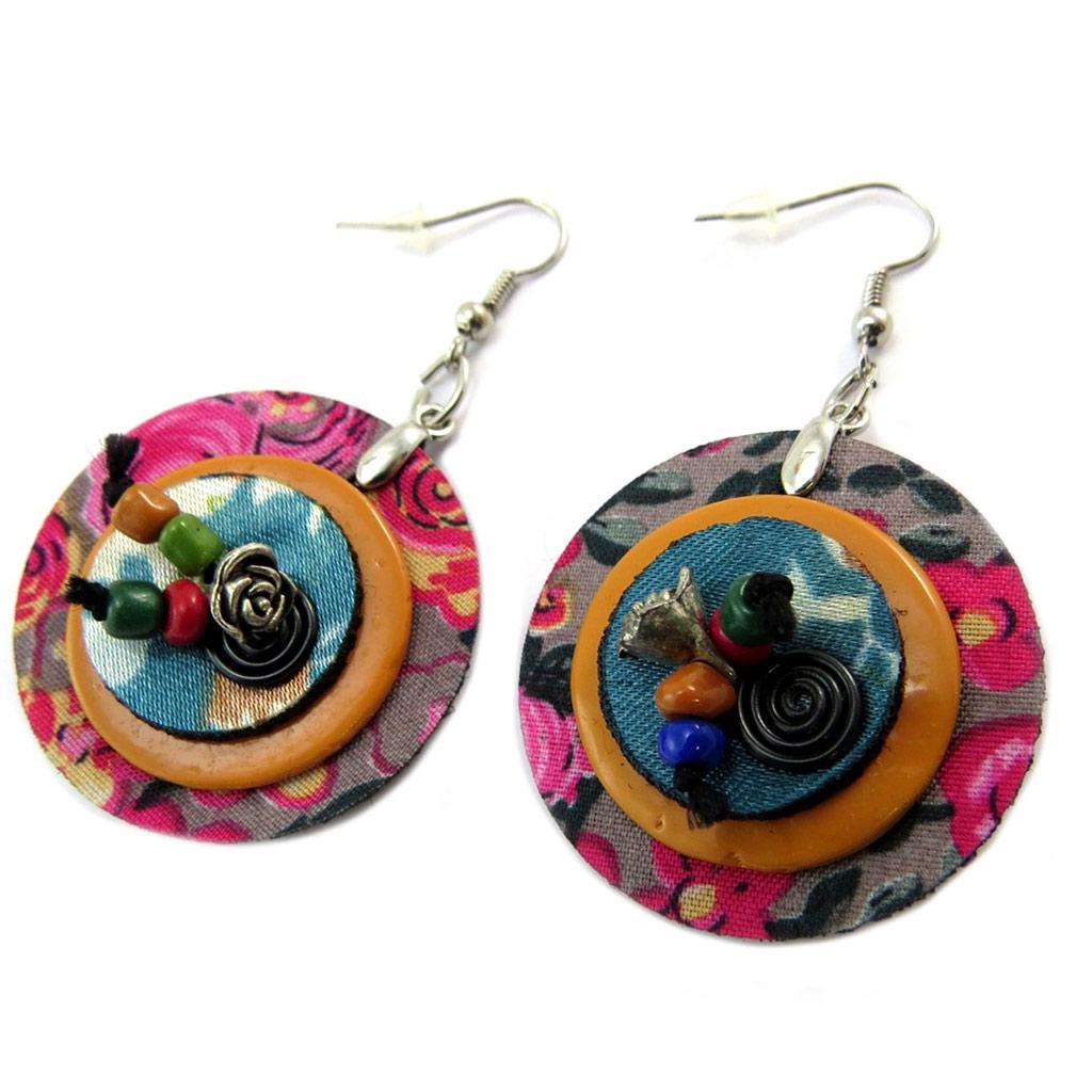 Les Trésors De Lily [P3396] - Designer Earrings 'Capucines' Pink Turquoise Multicolor