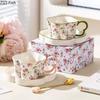 Фарфоровая чашка и блюдце в форме цветка сливы, кофейная кружка, посуда, столовая посуда, кружки с цветами, чашка для послеобеденного чая, чашка для фруктового сока