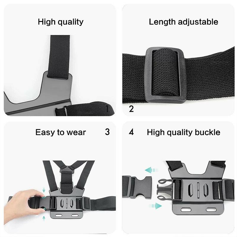 Smartphone Camera Chest Harness Strap Mount with Phone Holder for GoPro Hero 13 12 11 10 9 8 7 6 5 4 3 DJI Osmo 6 5Pro Insta360