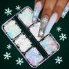 Christmas Theme Nail Glitter Sequins Set 3D Snowflakes Stars Xmas Tree Shapes, Hexagonal Mixed Flakes for DIY Winter Manicure