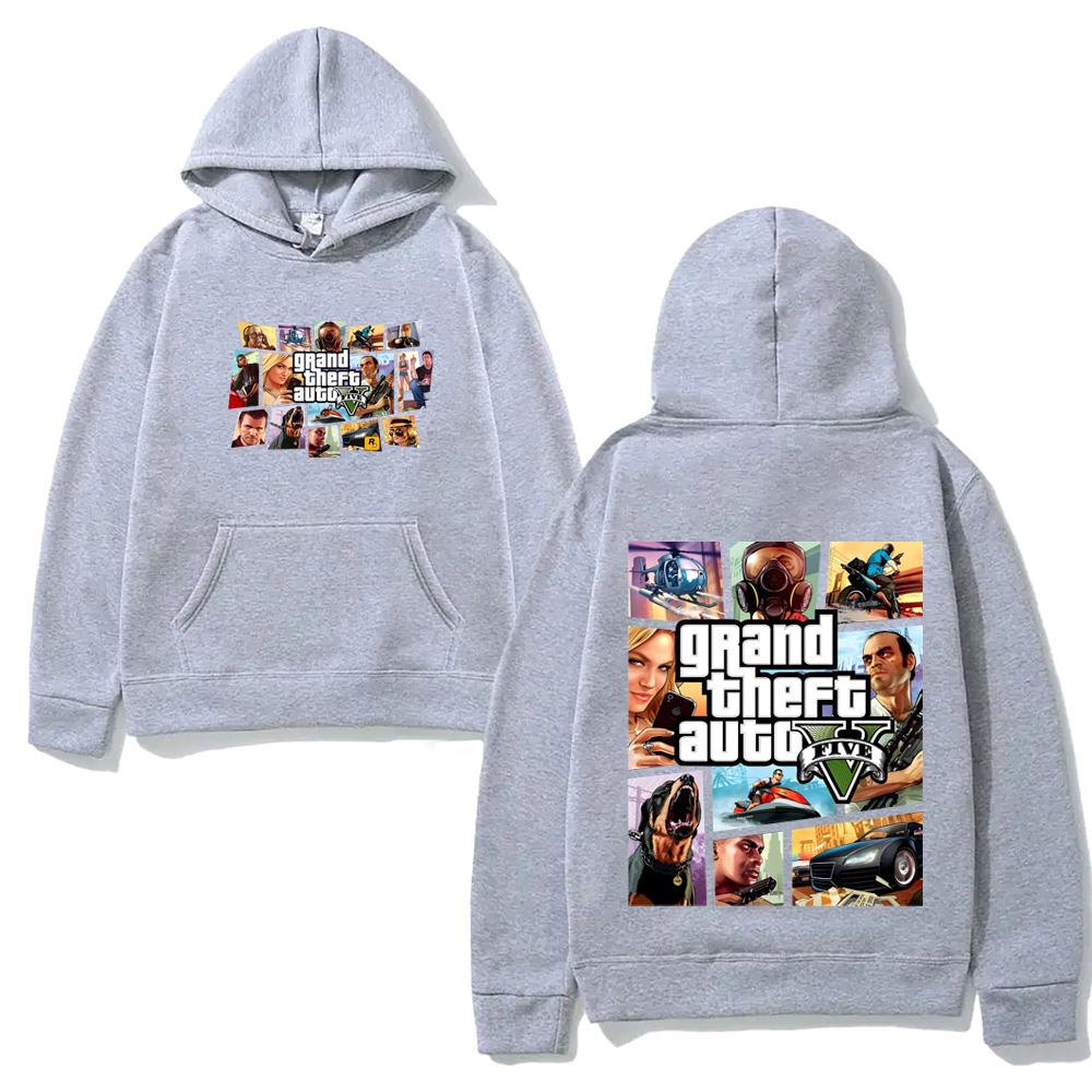 Толстовки с принтом игры Grand Theft Auto V Новый стиль Аниме Принт Осенняя толстовка с капюшоном Мультяшный Флис Мягкая толстовка с капюшоном