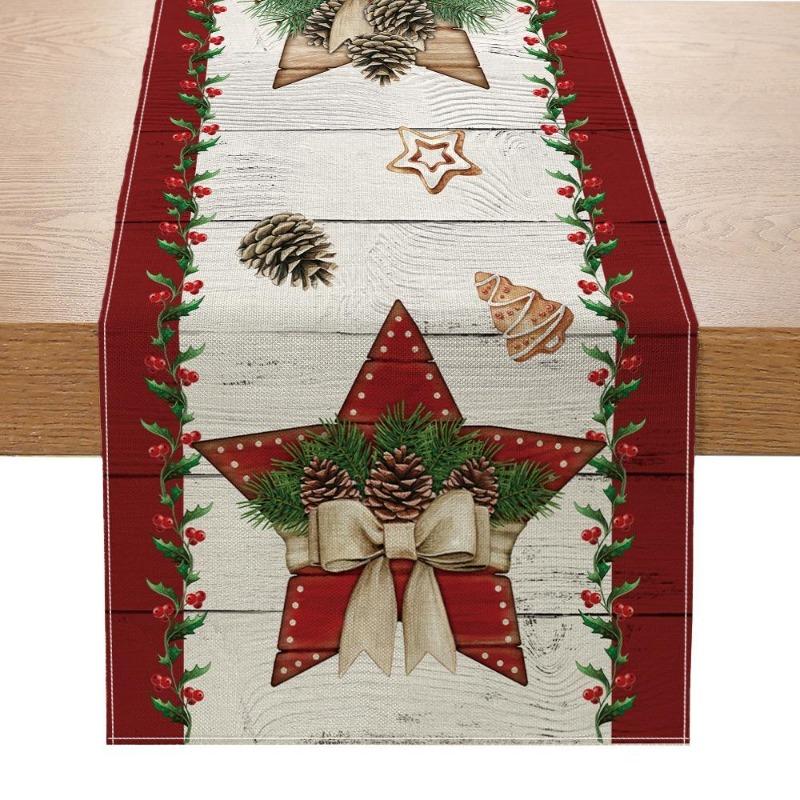 Table Runner New Christmas Decoration Creative Printing Table Decoration Cloth Christmas Holiday Kitchen Tablecloth