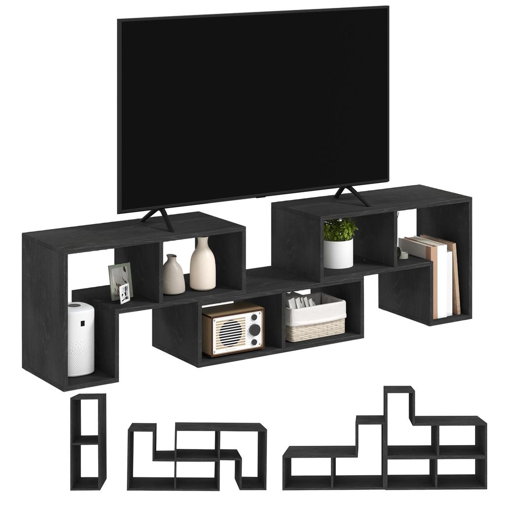 Three-Block Modular TV Stand - Black Wood-Effect