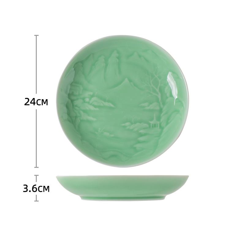 Креативная рельефная однотонная керамическая тарелка, изысканные обеденные тарелки в китайском стиле, круглая салатная тарелка для элитного ресторана отеля