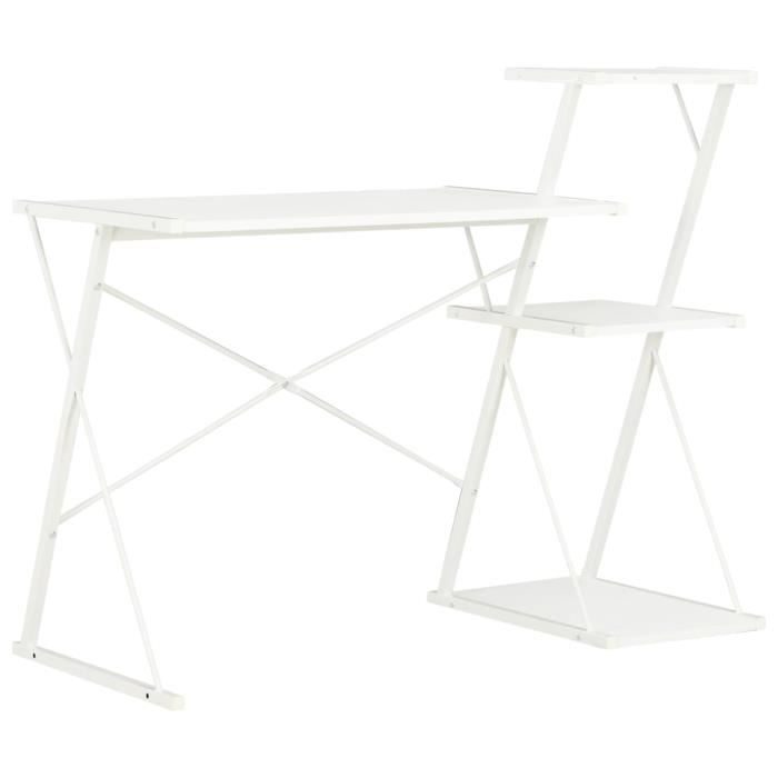 Bureau - VIDAXL - 20287 - Blanc - 116x50x93 cm - Avec étagère - Design contemporain