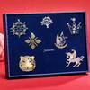 Мужская брошь-булавка на лацкан костюма, набор, винтажный стиль, полное покрытие стразами, элегантная брошь из сплава, подарок жениху на свадьбу