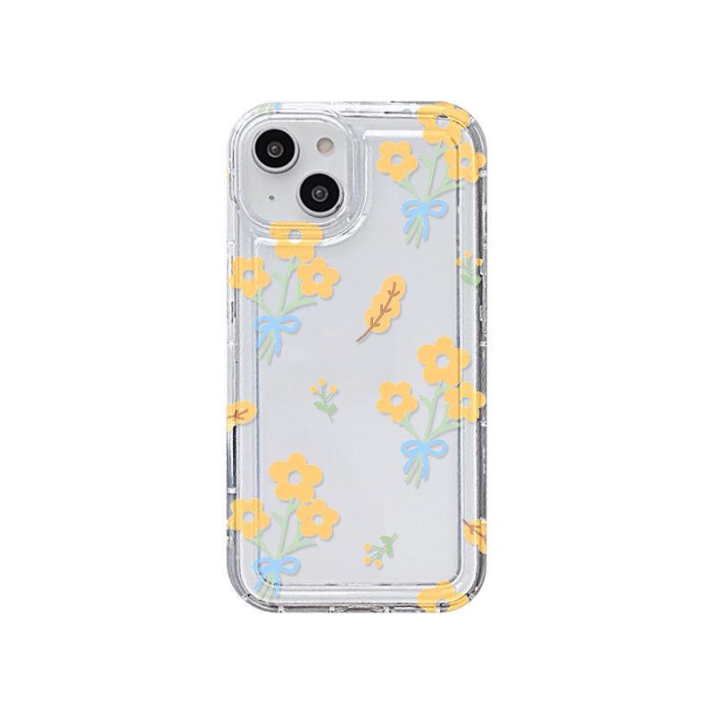 Маленький желтый цветок подходит для чехла для мобильного телефона iPhone17promax Apple 14 большое отверстие 16/13 новый 15 противоударный.