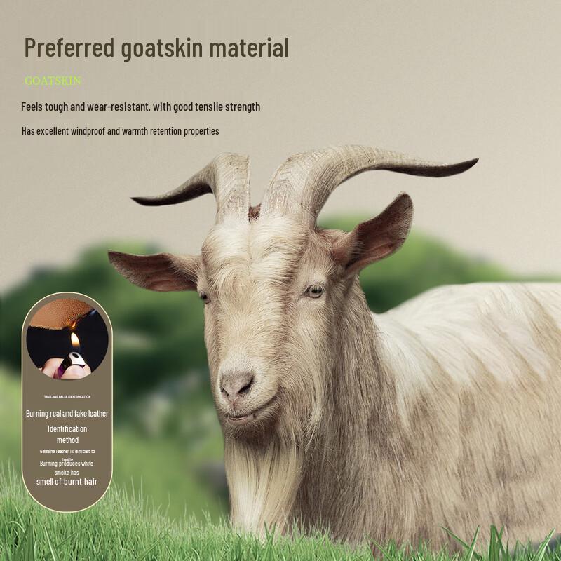 Futing Men's Genuine Goat Leather & Fur Lined Lapel Jacket