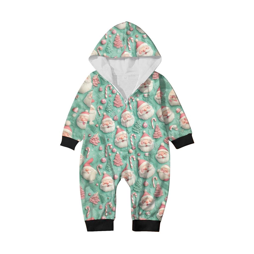 Рождественский принт, комплект одежды для родителей и детей, с капюшоном, на молнии, модный домашний костюм