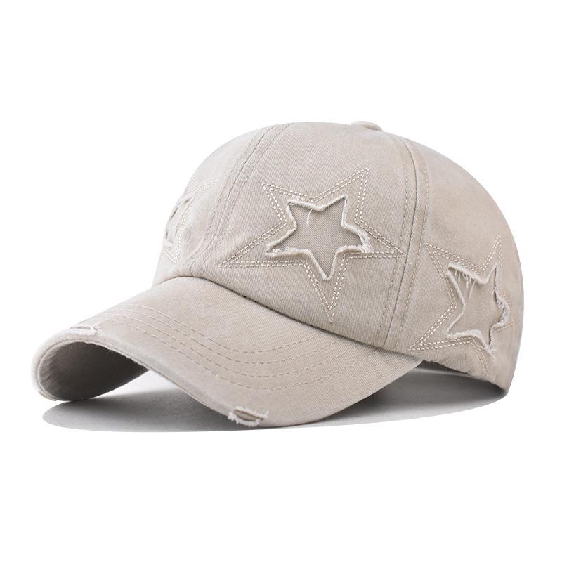 Бейсболка из чистого хлопка с индивидуальным дизайном в виде пятиконечной звезды, загнутые поля, кепка с завязкой «конский хвост»