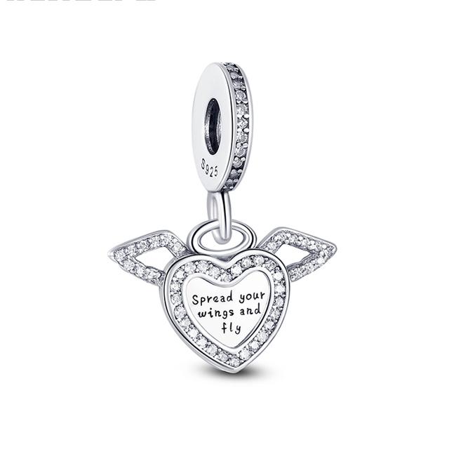 Стерлингового серебра 925 пробы, сердце, лапа животного, прозрачная снежинка, сверкающая корона, подвеска в виде тыквы, подходит для оригинального модного браслета
