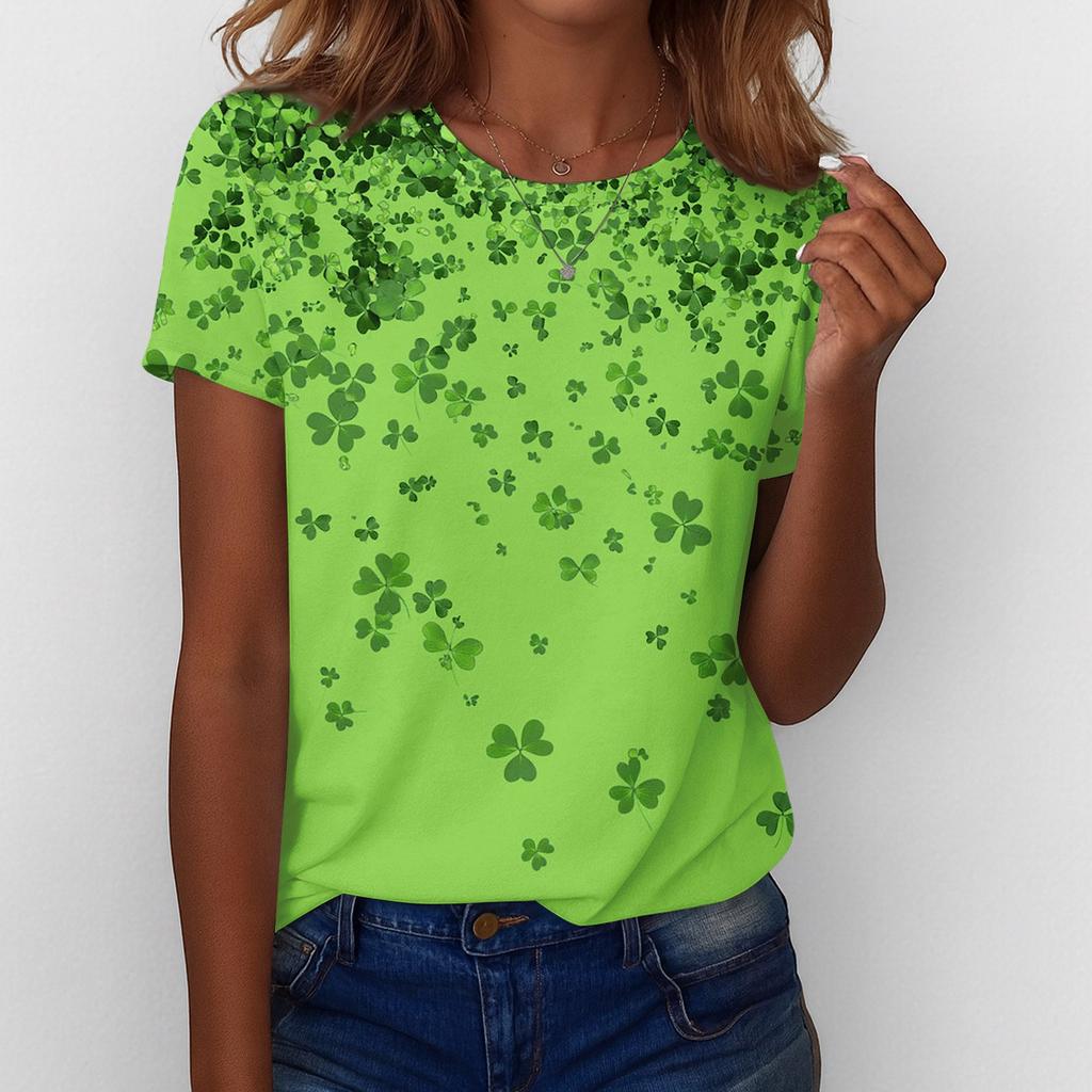 Женская футболка футболка принт короткий рукав повседневная выходная мода базовая обычная топ Ст. День Патрика