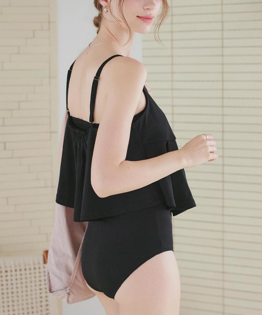 Топ с плиссировкой без косточек и комплект бикини DDXM0557 Женский Средний Черный