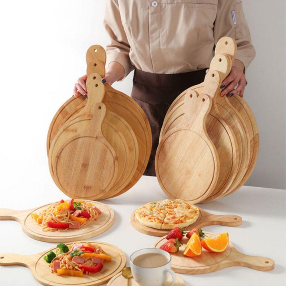 Durable Bread Serving Board Bamboo Pizza Baking Tray Practical Food Steak Plate Fruit