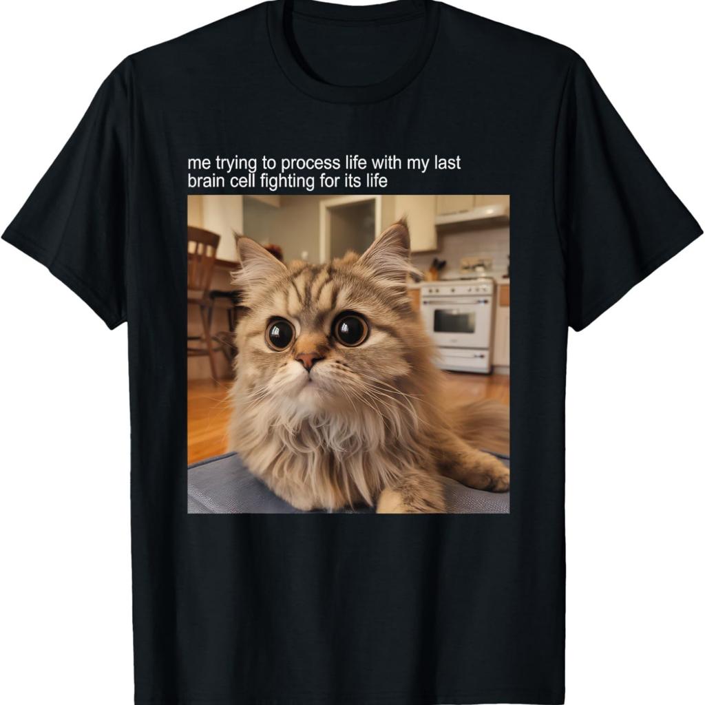 Cat Meme Tshirt Silly Cat Funny Kitty Meow Hiss Kitten Men Women Girls Kids T-Shirt(2)