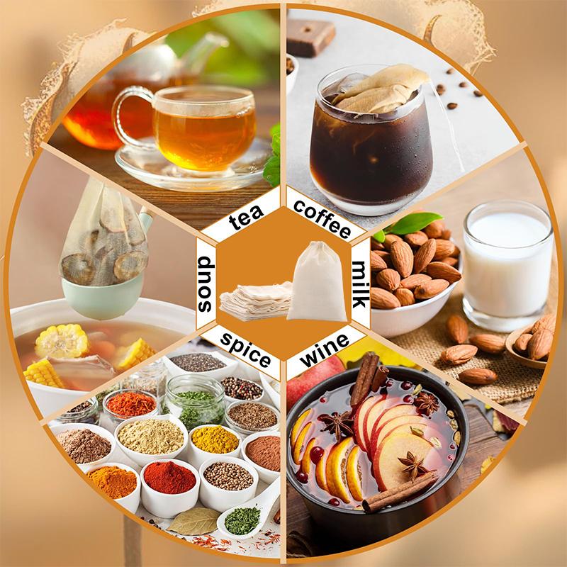 50Pcs Tea Bags Food Grade Cotton Gauze Tea Filter Bags Spice Filter Bags With String Healing Seal Spice Filter Tea Bags For Spic