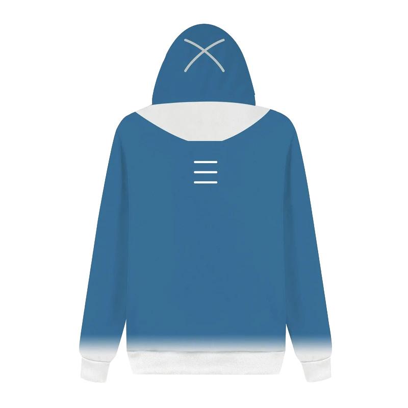 CosplayCos VTuber Gawr Gura Hoodie 3D Print Shark Mouth Pullover Sweatshirt Unisex Halloween Party Anime Costume Long Sleeve Top