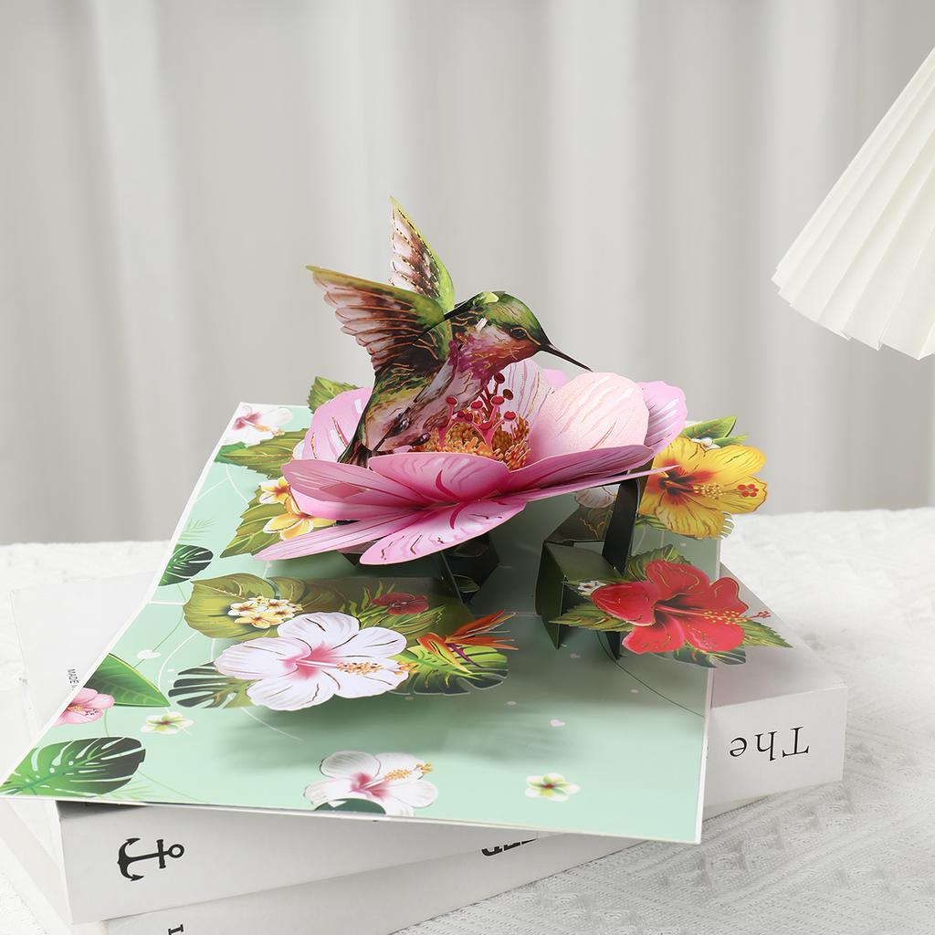 3D Pop Up Bouquet Hummingbird Flowers Happy Mother's Day Card Greeting Cards For Birthday Anniversary Wedding Mother's Day Gift