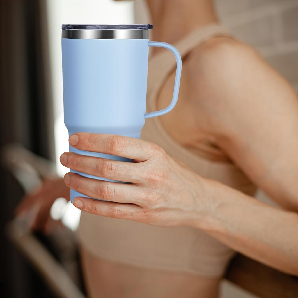 Livole кружка с вакуумной изоляцией из нержавеющей стали, кофейная чашка с термоизоляцией, 600 мл, большая емкость с крышкой, стакан, кружка, бутылка, переносная кружка с ручкой