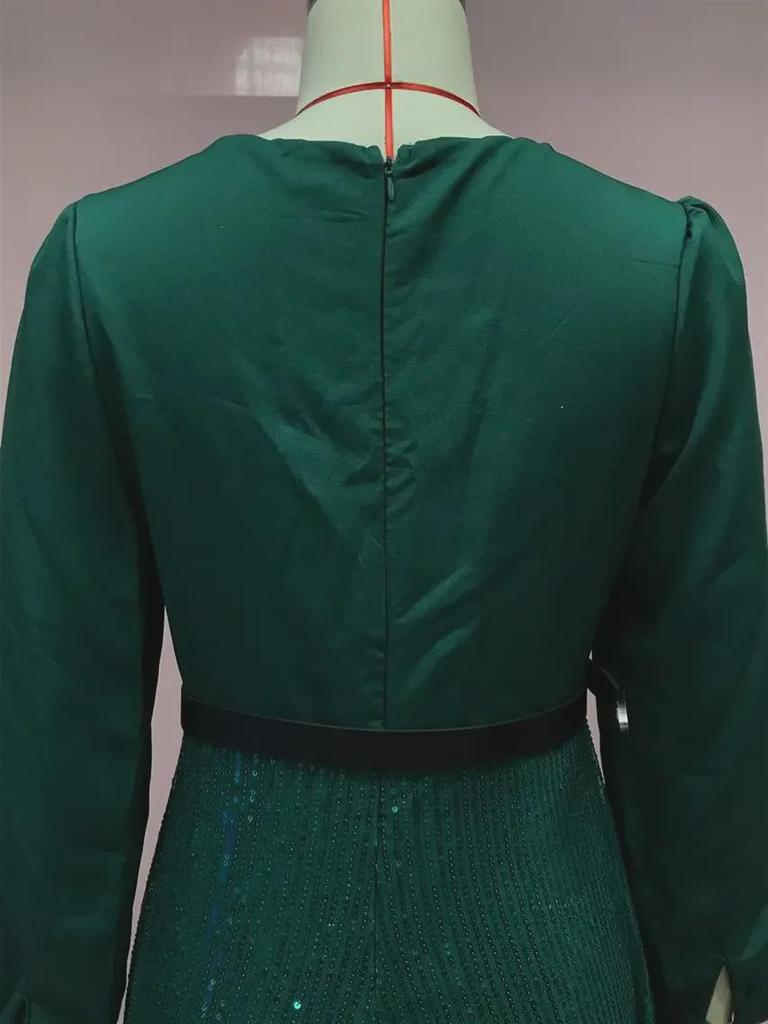 Модные женские французские брюки с широкими штанинами, платье с V-образным вырезом и длинными рукавами, с пайетками на талии, для весны и осени