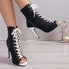 Women Lace Up High Quality Boots Summer Women Sandals Sexy High Heels Open Toe Comfort Indoor Jazz Dance Shoes