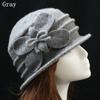 Flower Felt Hat Wool Bucket Hats Elegant Ladies Winter Vintage Women's Cloche