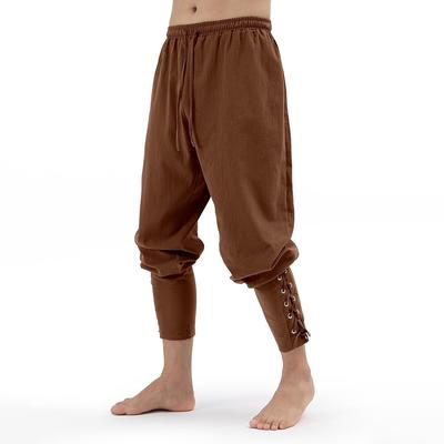 Мужские винтажные брюки средневекового викинга пиратского стиля, брюки из хлопка и льна со шнуровкой, костюмы для косплея на Хэллоуин