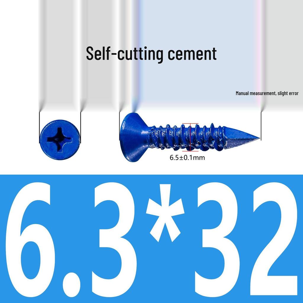 Синие Саморезы по Бетону с Потайной Головкой, Нержавеющие