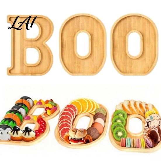 Halloween Fruit Platter 3Pcs BOO Letters Tray Large Fillable Candy Server Snacks Holiday Holder Cookies Platter Spooky Serving Tray Decor for Movie