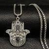 Hamsa Hand Stainless Steel Necklaces Men Silver Color Necklaces Pendants Jewelry
