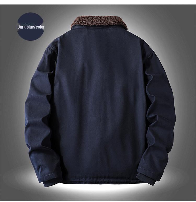 Navy N1 Deck Jacket - Retro Military Lambswool Coat for Autumn/Winter, Thickened with Velvet Flight Cotton.