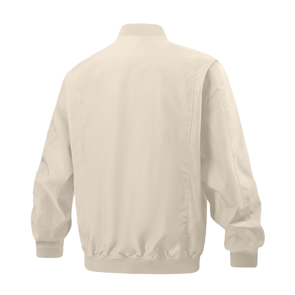 Men's Casual Solid-color American Stand-up Collar Flight Jacket, Unisex Loose Work Jacket Jacket