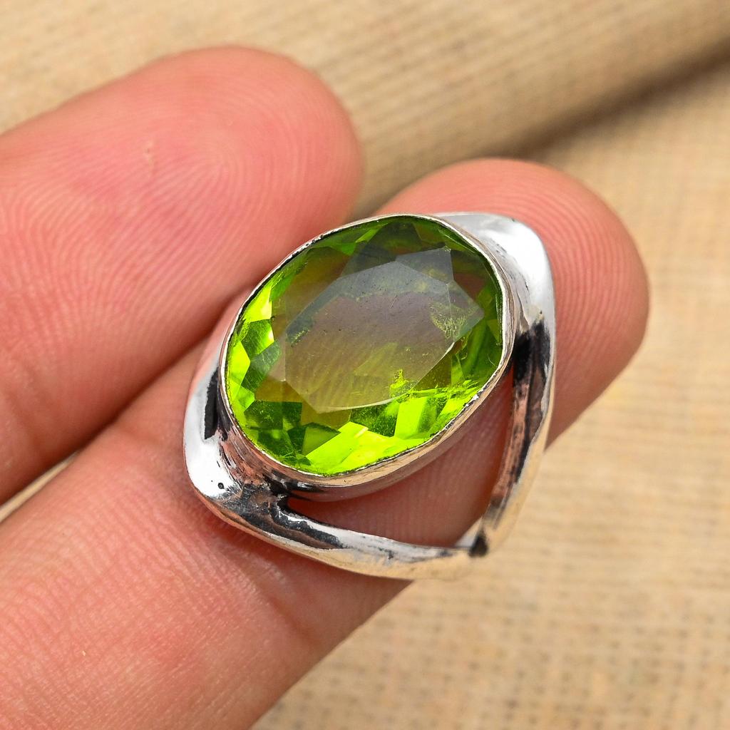 Peridot Gemstone 925 Solid Sterling Silver Handmade Jewelry Lavish Ring For Women