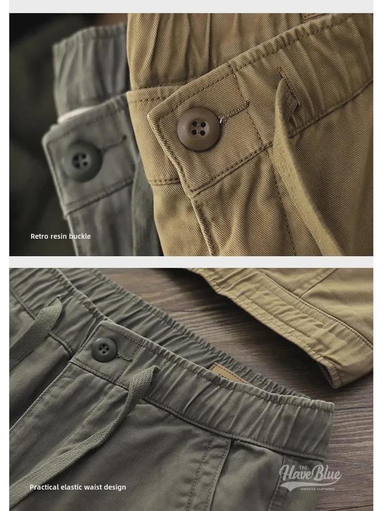 Японский ретро повседневный мужской комбинезон на завязках - свободные прямые брюки Nine-Point