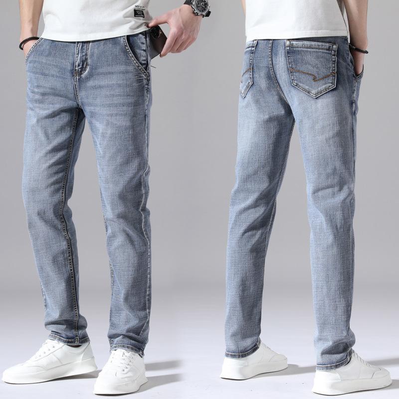 Мужские джинсы весна/лето стрейч корейские прямые джинсы мужские модные облегающие мужские брюки