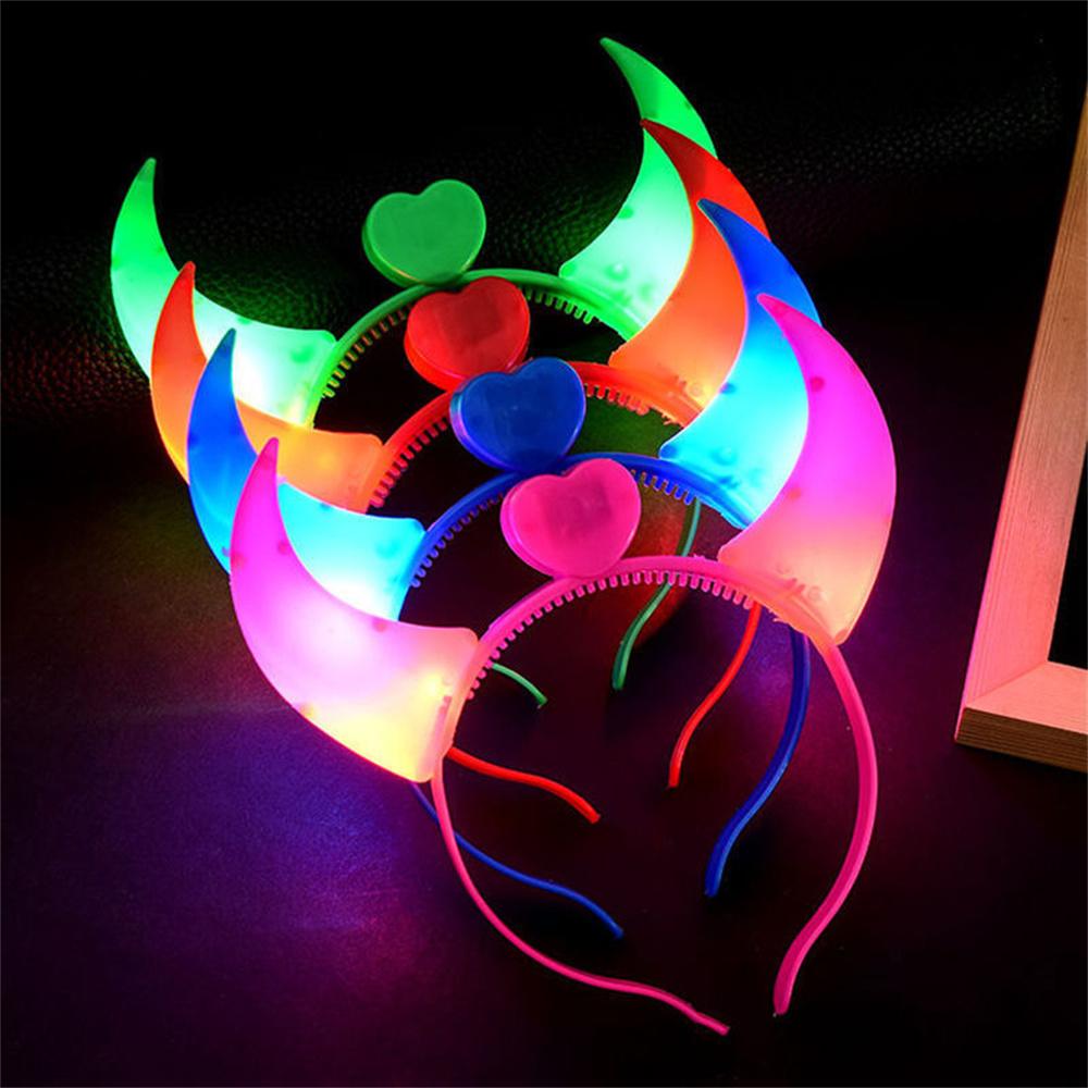 Halloween LED Devil Horn Light Up Headband Glowing Devil Horn Headwear Halloween Christmas Party Cosplay Glowing Decoration Prop