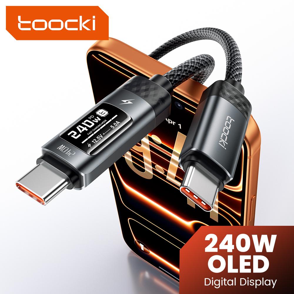 Toocki 240W Fast Charging Data Cable PD3.1 OLED Digital Display Type C To Type C Cable For iPhone 17 16 15 Samsung USB C Cable