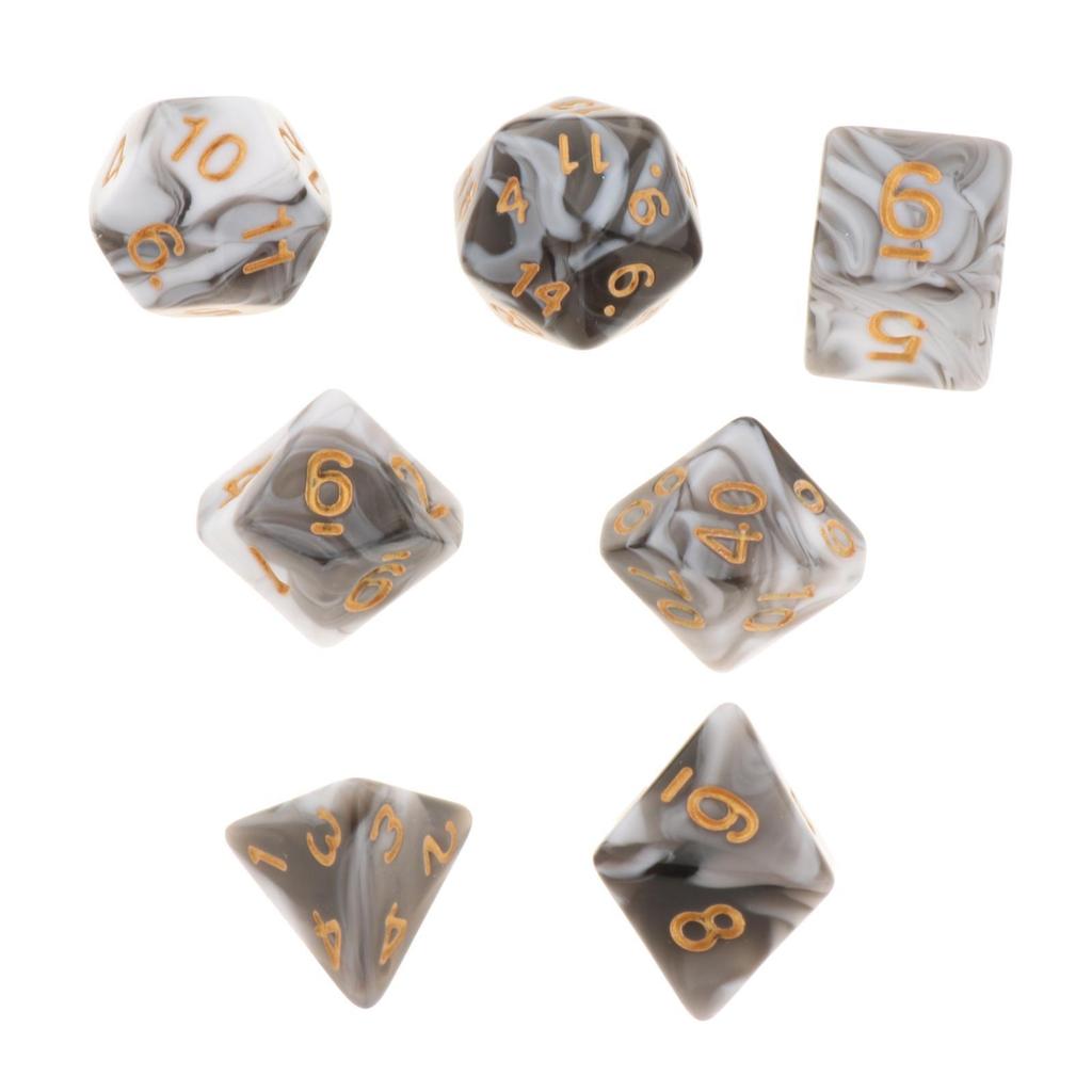 Набор из 7 шт. Акриловые многогранные кубики Double-Colors D8 D10 D10% D12 D20 для настольных игр, семейных игр, RPG