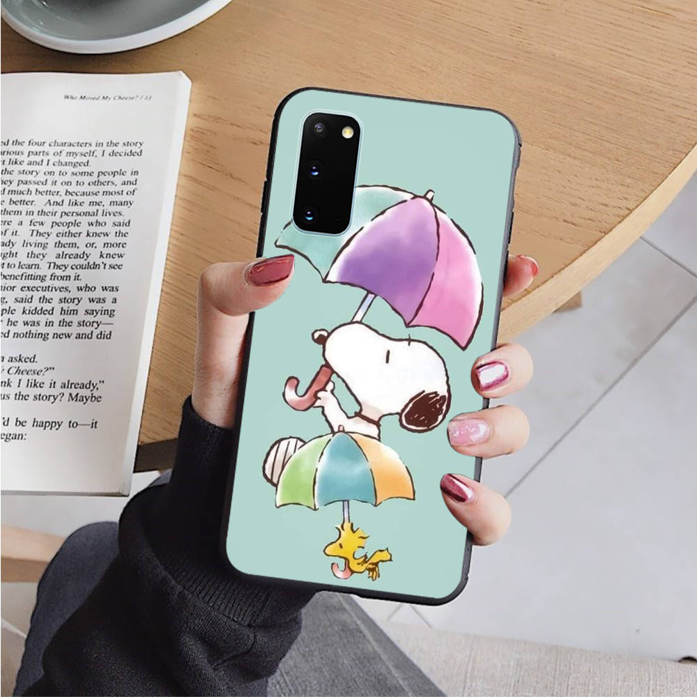 AN10 милый черный чехол Snoopy для iPhone 16 15 Plus 14 13 12 11 Pro 8 7 6S SE 5S X XR XS Max Realme C30 C33 C31 9I Huawei Y8P Y9 Sofe Cover