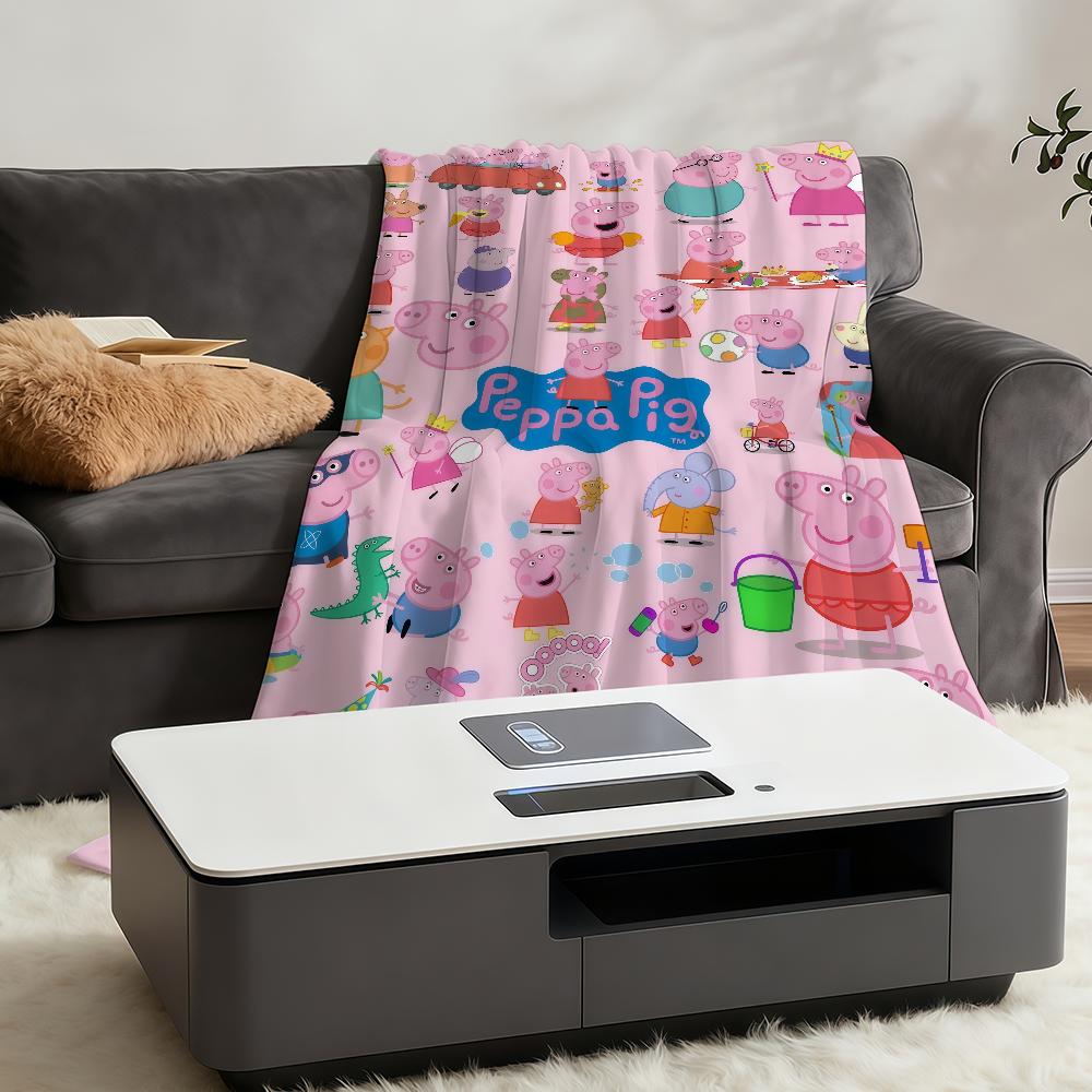 P-PeppaS-ES Blanket Throw Super Cosy Plush Living Room Sofa Couch Childish Birthday P-PigS Gifts