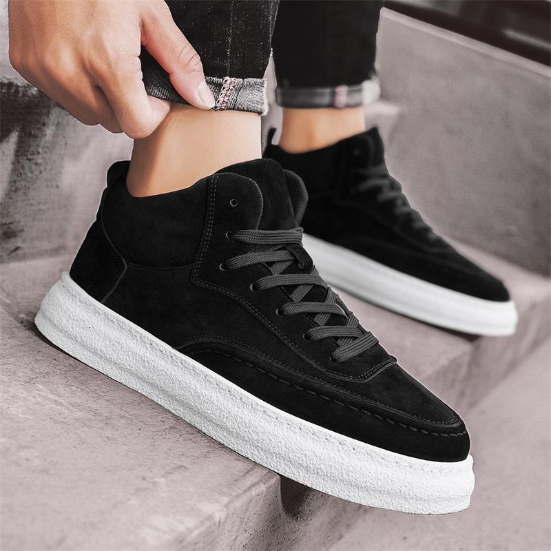 Green Men Sneakers Spring Autumn New High Top Men Casual Thick Soled Trendy Wear Resistant Short Boots Platform Sports Shoes