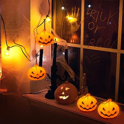 1-6 шт. Тыквенный Фонарь Свеча Хэллоуин Череп Призрачное Лицо Лампа Подарок Детям Для Спальни Садовой Вечеринки Декорация Атмосферный Свет