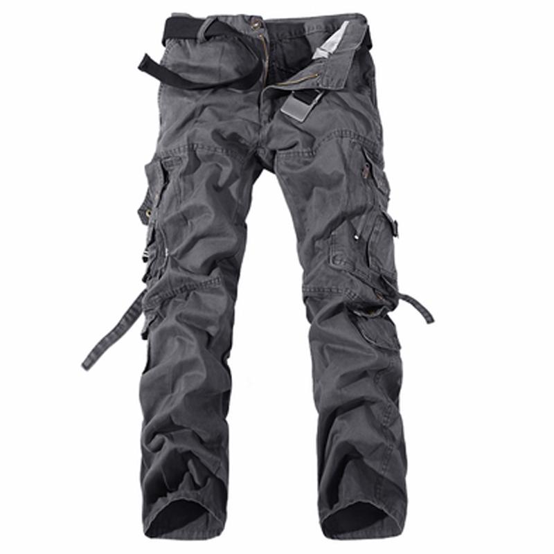 Мужские повседневные брюки с накладными карманами, в стиле милитари